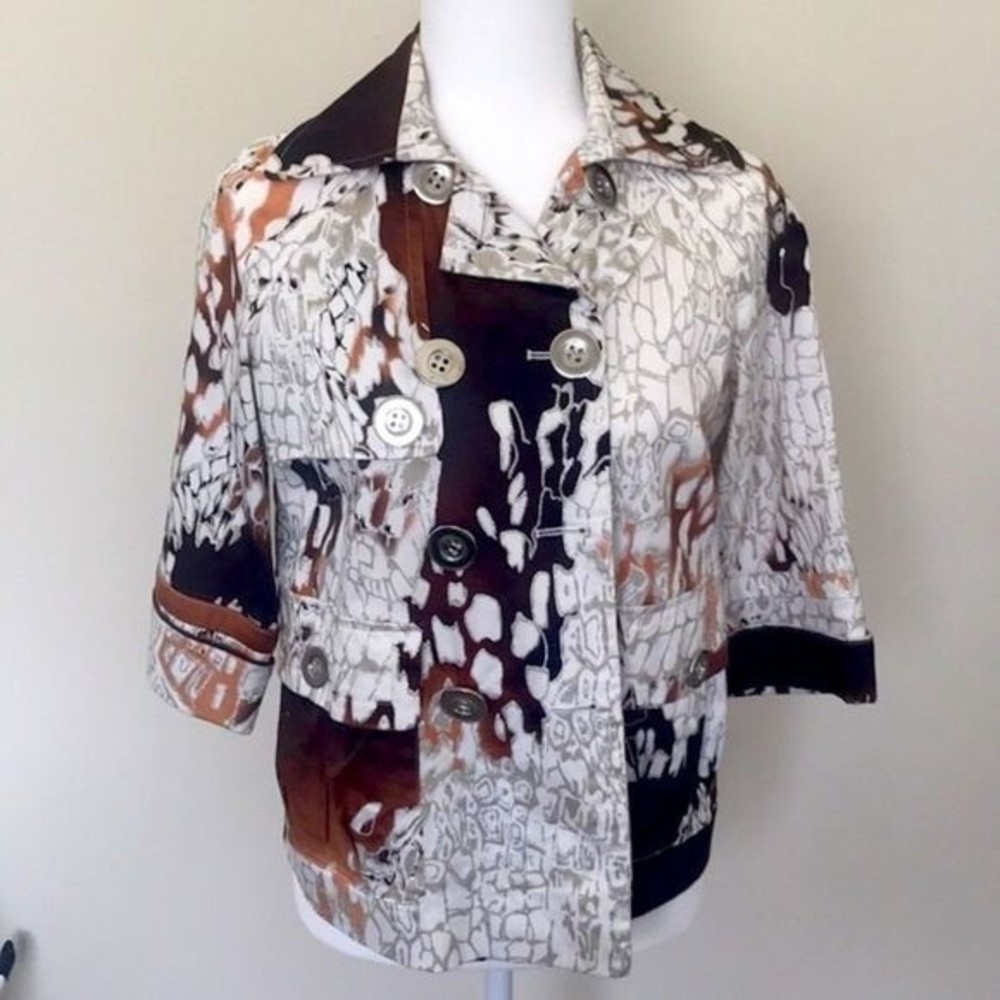 JUST B Silvery Short Rain Jacket 3/4 Sleeve Size M